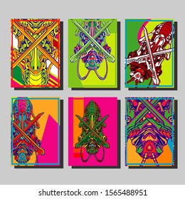Modern abstract background. A set of modern abstract covers. Creative popart triangle element vector. Geometric booklet cover template design.