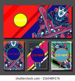 Modern abstract background. A set of modern abstract covers. Creative popart triangle element vector. Geometric booklet cover template design.
