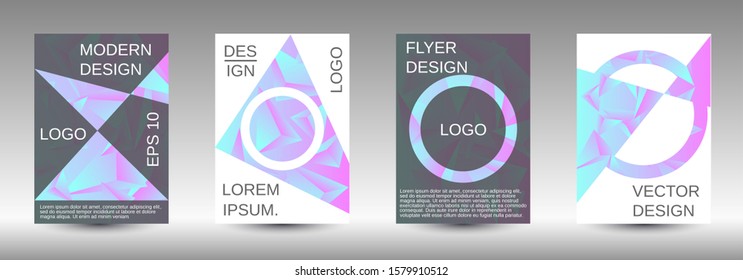 Modern abstract background. A set of modern abstract covers. Creative blue triangle element vector. Geometric booklet cover template design.