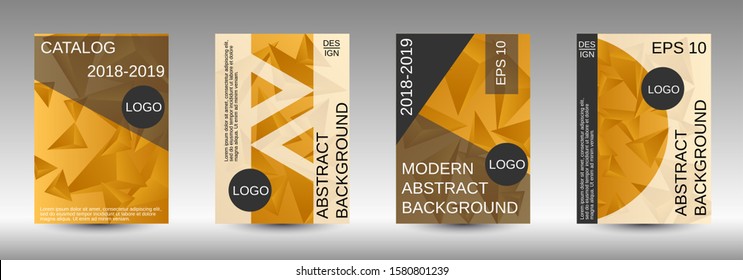Modern abstract background. A set of modern abstract covers. Creative yellow triangle element vector. Geometric booklet cover template design.