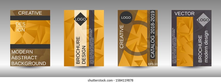 Modern abstract background. A set of modern abstract covers. Creative yellow triangle element vector. Geometric booklet cover template design.