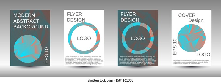 Modern abstract background. A set of modern abstract covers. Creative blue triangle element vector. Geometric booklet cover template design.