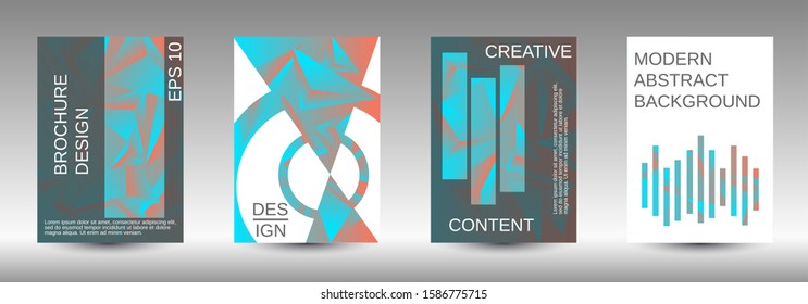 Modern abstract background. A set of modern abstract covers. Creative blue triangle element vector. Geometric booklet cover template design.