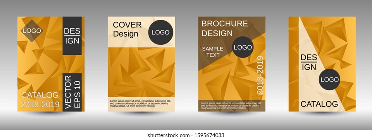 Modern abstract background. A set of modern abstract covers. Creative yellow triangle element vector. Geometric booklet cover template design.