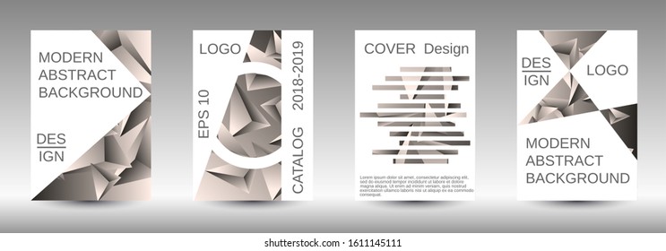 Modern abstract background. A set of modern abstract covers. Creative beige triangle element vector. Geometric booklet cover template design.