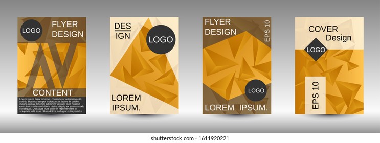 Modern abstract background. A set of modern abstract covers. Creative yellow triangle element vector. Geometric booklet cover template design.
