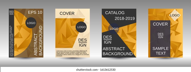 Modern abstract background. A set of modern abstract covers. Creative yellow triangle element vector. Geometric booklet cover template design.