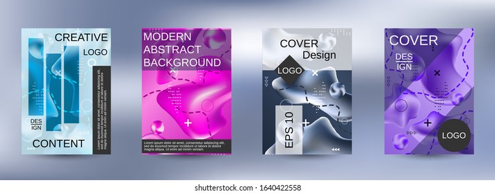 Modern abstract background. A set of modern abstract covers. Colorful rainbow gradient. Smooth banner template.