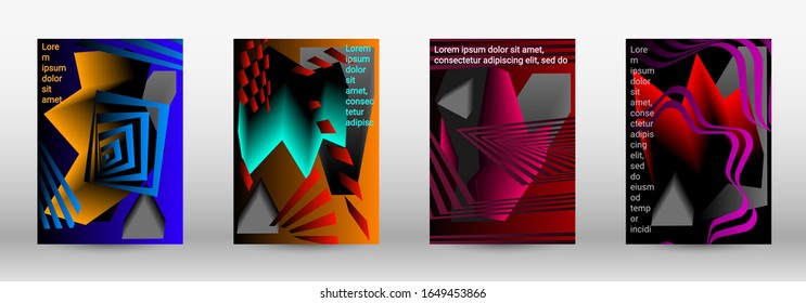 Modern abstract background. A set of modern abstract covers. Trendy cover design of curved lines, geometric shapes. Vector illustration. EPS 10.
