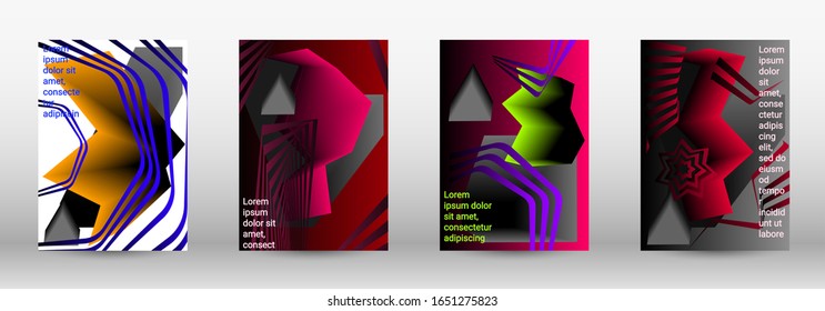 Fondo abstracto moderno. Un conjunto de tapas abstractas modernas. Diseño de portada a la moda de líneas curvas, formas geométricas. Ilustración vectorial. EPS 10.