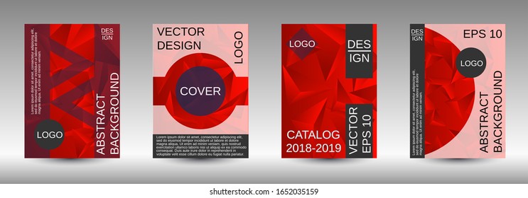 Fondo abstracto moderno. Un conjunto de tapas abstractas modernas. vector de elemento triángulo rojo creativo. Diseño de plantillas de portada de folletos geométricos.