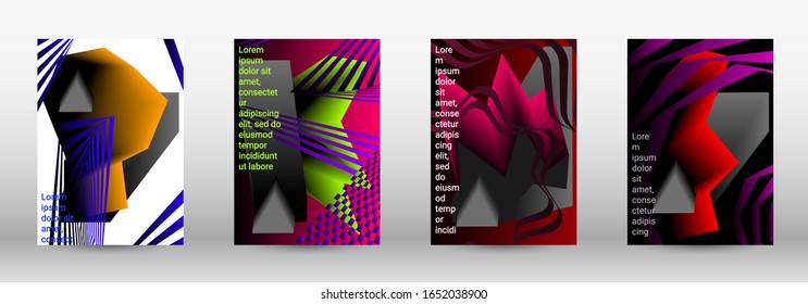 Modern abstract background. A set of modern abstract covers. Trendy cover design of curved lines, geometric shapes. Vector illustration. EPS 10.