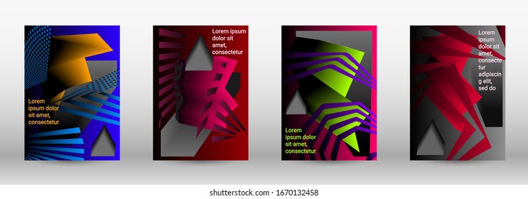 Modern abstract background. A set of modern abstract covers. Trendy cover design of curved lines, geometric shapes. Vector illustration. EPS 10.