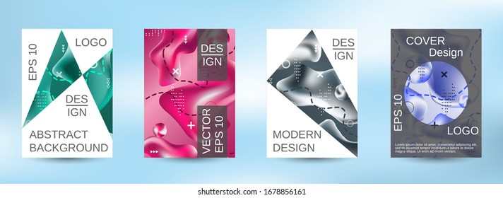 Fondo abstracto moderno. Un conjunto de tapas abstractas modernas.  Gradiente cósmico vector creativo a la moda. Plantilla de banner lisa.