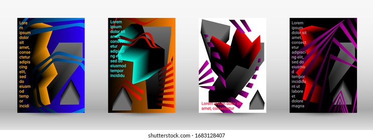 Modern abstract background. A set of modern abstract covers. Trendy cover design of curved lines, geometric shapes. Vector illustration. EPS 10.