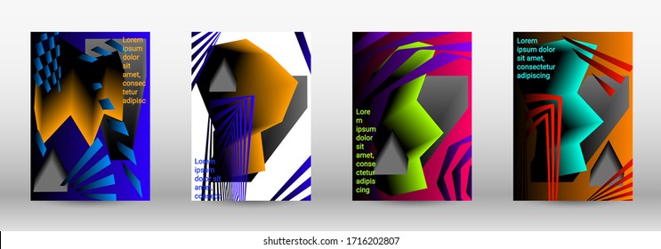 Modern abstract background. A set of modern abstract covers. Trendy cover design of curved lines, geometric shapes. Vector illustration. EPS 10.