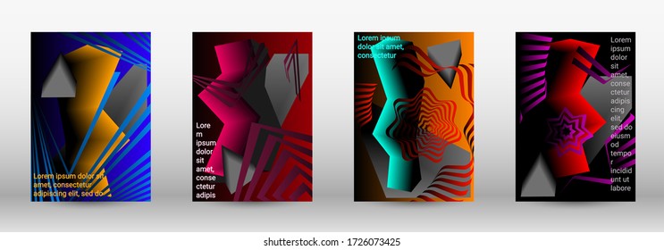 Modern abstract background. A set of modern abstract covers. Trendy cover design of curved lines, geometric shapes. Vector illustration. EPS 10.