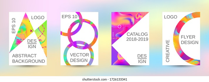 Modern abstract background. A set of modern abstract covers. Blurred bright colors mesh background. Bright print.