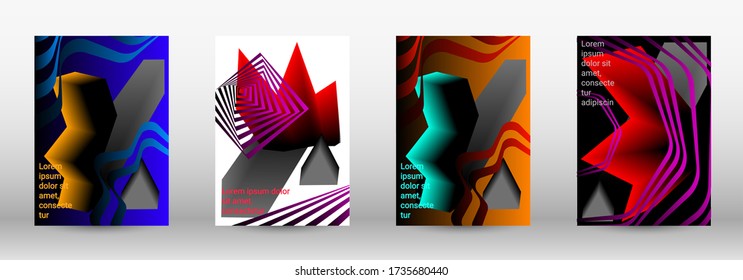 Modern abstract background. A set of modern abstract covers. Trendy cover design of curved lines, geometric shapes. Vector illustration. EPS 10.