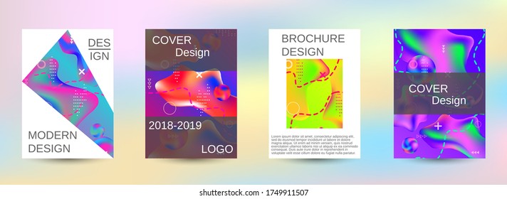 Modern abstract background. A set of modern abstract covers. Blurred bright colors mesh background. Bright print.