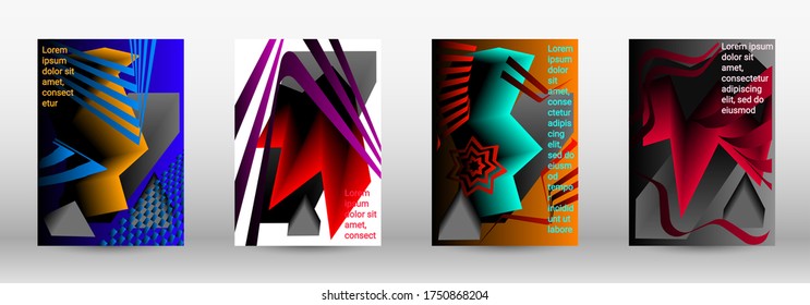 Modern abstract background. A set of modern abstract covers. Trendy cover design of curved lines, geometric shapes. Vector illustration. EPS 10.