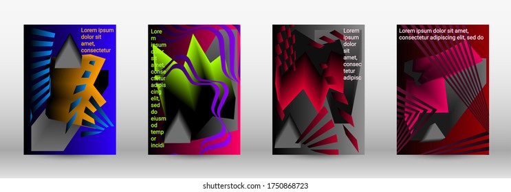 Fondo abstracto moderno. Un conjunto de cubiertas abstractas modernas. Diseño de portada a la moda de líneas curvas, formas geométricas. Ilustración vectorial. EPS 10.
