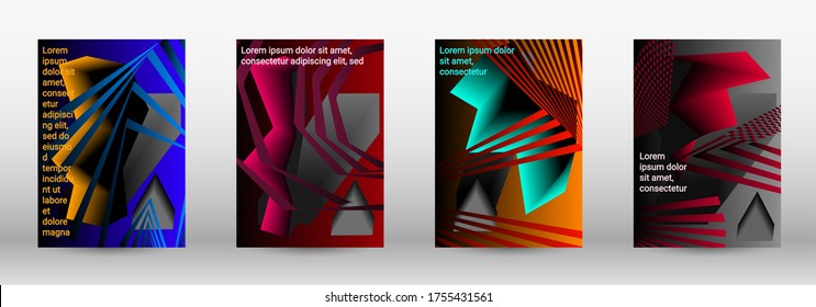 Modern abstract background. A set of modern abstract covers. Trendy cover design of curved lines, geometric shapes. Vector illustration. EPS 10.