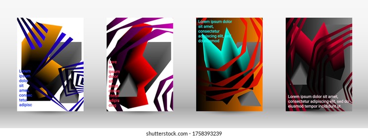 Modern abstract background. A set of modern abstract covers. Trendy cover design of curved lines, geometric shapes. Vector illustration. EPS 10.