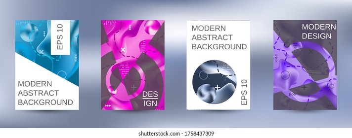 Modern abstract background. A set of modern abstract covers. Blurred bright colors mesh background. Bright print.
