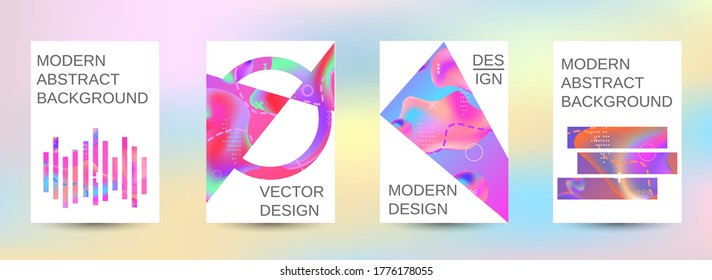Modern abstract background. A set of modern abstract covers. Blurred bright colors mesh background. Bright print.