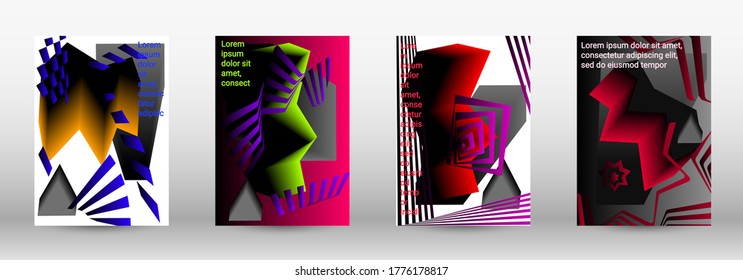 Modern abstract background. A set of modern abstract covers. Trendy cover design of curved lines, geometric shapes. Vector illustration. EPS 10.