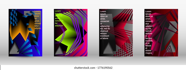 Modern abstract background. A set of modern abstract covers. Trendy cover design of curved lines, geometric shapes. Vector illustration. EPS 10.