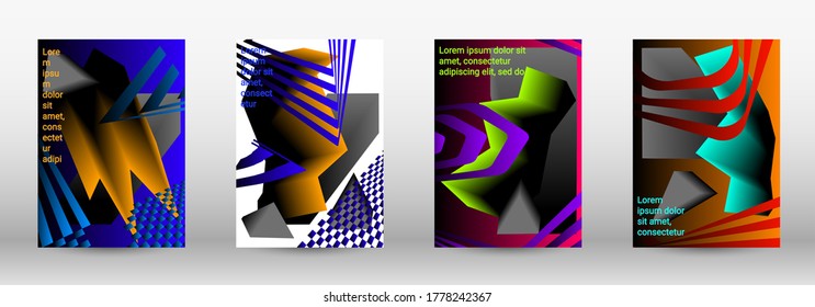 Modern abstract background. A set of modern abstract covers. Trendy cover design of curved lines, geometric shapes. Vector illustration. EPS 10.