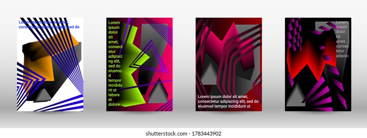 Modern abstract background. A set of modern abstract covers. Trendy cover design of curved lines, geometric shapes. Vector illustration. EPS 10.