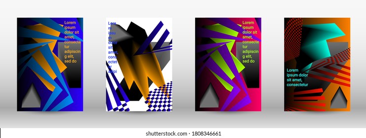 Fondo abstracto moderno. Un conjunto de cubiertas abstractas modernas. Diseño de portada a la moda de líneas curvas, formas geométricas. Ilustración vectorial. EPS 10.