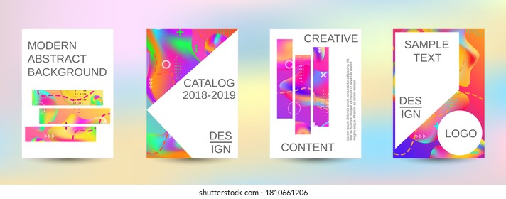 Modern abstract background. A set of modern abstract covers. Colorful rainbow gradient. Bright print.