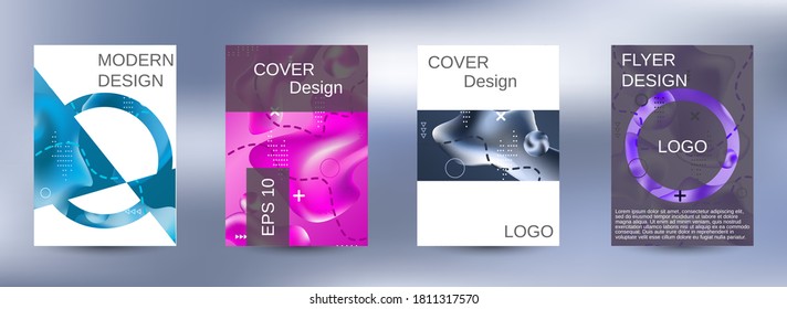 Modern abstract background. A set of modern abstract covers. Blurred bright colors mesh background. Bright print.