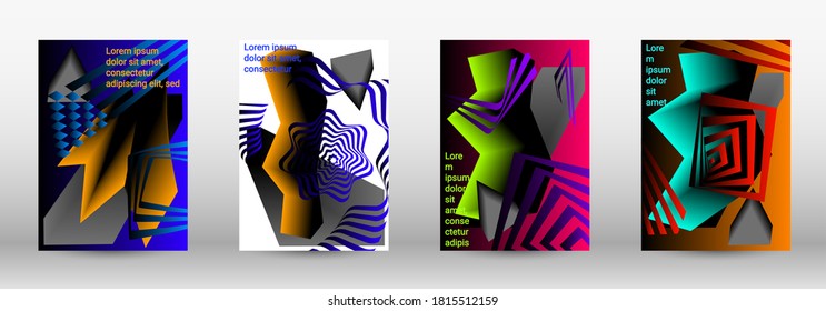 Modern abstract background. A set of modern abstract covers. Trendy cover design of curved lines, geometric shapes. Vector illustration. EPS 10.