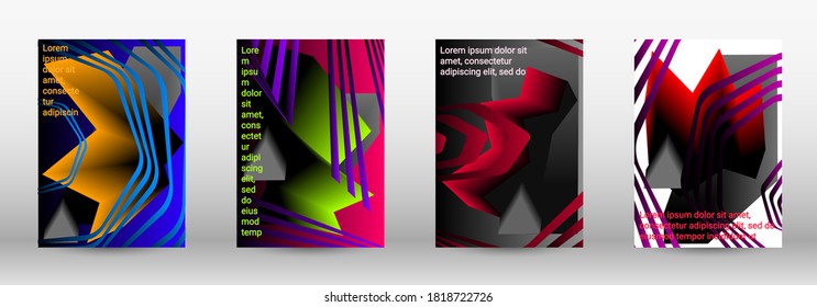 Modern abstract background. A set of modern abstract covers. Trendy cover design of curved lines, geometric shapes. Vector illustration. EPS 10.