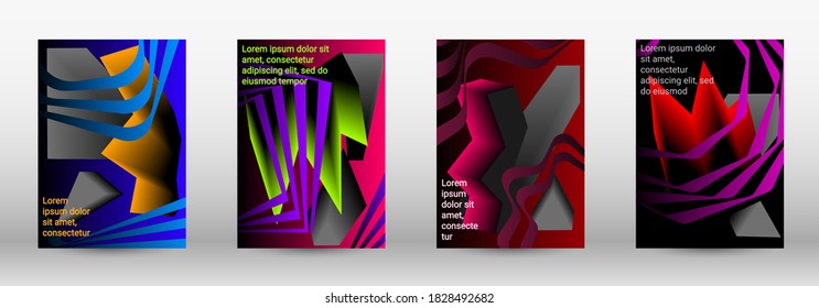 Fondo abstracto moderno. Un conjunto de cubiertas abstractas modernas. Diseño de portada a la moda de líneas curvas, formas geométricas. Ilustración vectorial. EPS 10.