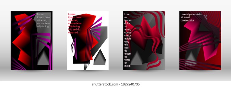 Modern abstract background. A set of modern abstract covers. Trendy cover design of curved lines, geometric shapes. Vector illustration. EPS 10.