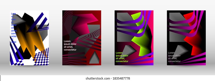 Modern abstract background. A set of modern abstract covers. Trendy cover design of curved lines, geometric shapes. Vector illustration. EPS 10.