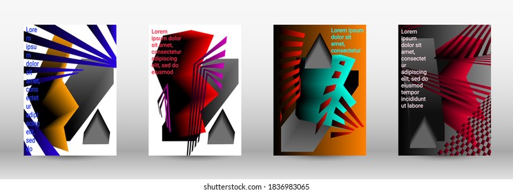 Modern abstract background. A set of modern abstract covers. Trendy cover design of curved lines, geometric shapes. Vector illustration. EPS 10.