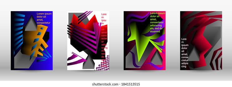 Modern abstract background. A set of modern abstract covers. Trendy cover design of curved lines, geometric shapes. Vector illustration. EPS 10.