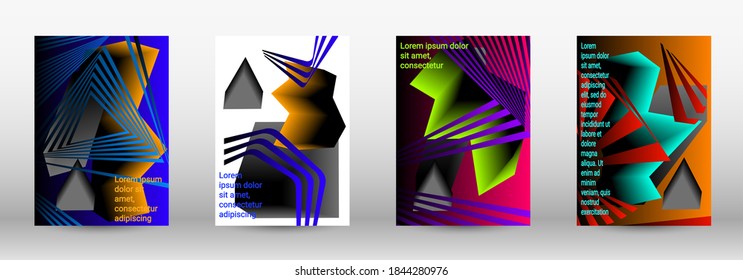 Modern abstract background. A set of modern abstract covers. Trendy cover design of curved lines, geometric shapes. Vector illustration. EPS 10.