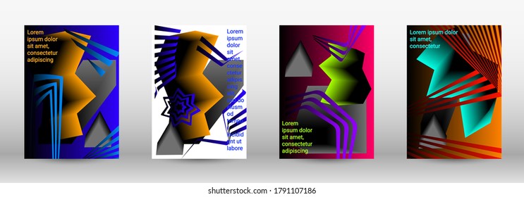 Modern abstract background. A set of modern abstract geometric covers. Trendy cover design of curved lines, geometric shapes. Vector illustration. EPS 10.