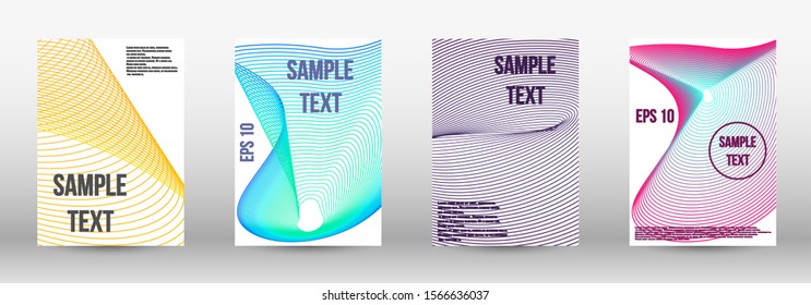 Modern abstract background. A set of modern abstract oblong objects from vector abstract lines. Geometric template with lines for booklet cover. Trendy geometric patterns. EPS10 Vector Design.