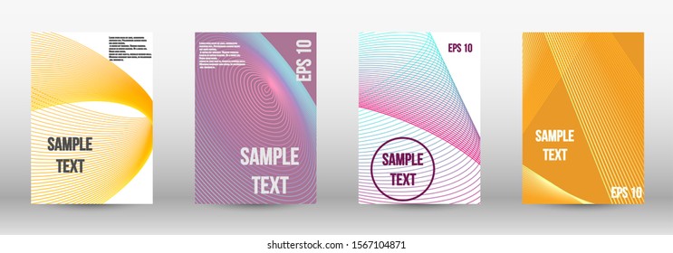 Modern abstract background. A set of modern abstract oblong objects from vector abstract lines. Geometric template with lines for booklet cover. Trendy geometric patterns. EPS10 Vector Design.