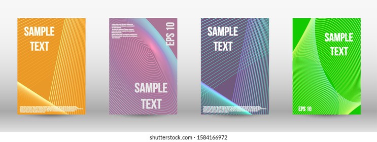Modern abstract background. A set of modern abstract oblong objects from vector abstract lines. Geometric template with lines for booklet cover. Trendy geometric patterns. EPS10 Vector Design.