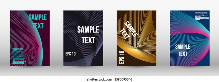 Modern abstract background. A set of modern abstract oblong objects from vector abstract lines. Geometric template with lines for booklet cover. Trendy geometric patterns. EPS10 Vector Design.
